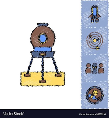 Collection of icons and cosmos concept in stroke vector image