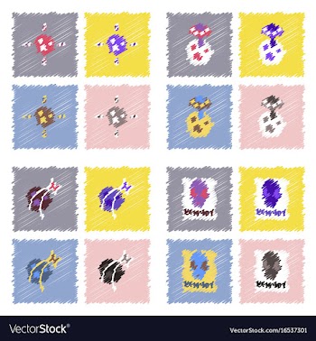 Collection of icons and cosmos concept in stroke vector image