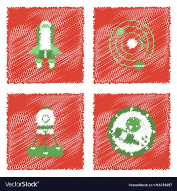 Collection of icons and cosmos concept in stroke vector image