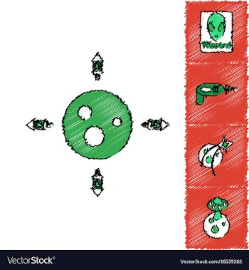 Collection of icons and cosmos concept in stroke vector image