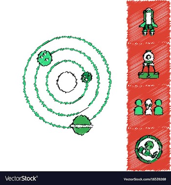 Collection of icons and cosmos concept in stroke vector image