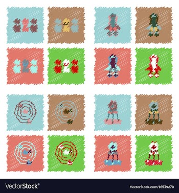 Collection of icons and cosmos concept in stroke vector image