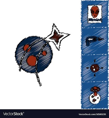 Collection of icons and cosmos concept in stroke vector image