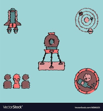 Collection of icons and cosmos concept in stroke vector image