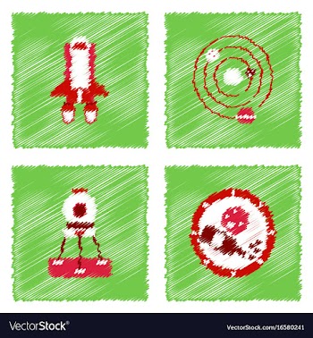 Collection of icons and cosmos concept in stroke vector image