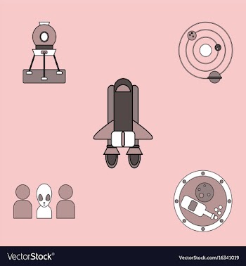 Collection of icons and cosmos concept vector image