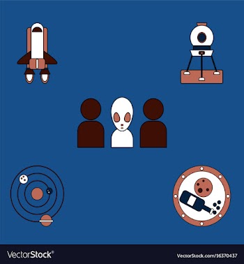 Collection of icons and cosmos concept vector image