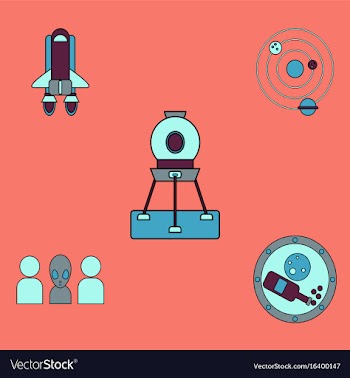 Collection of icons and cosmos concept vector image