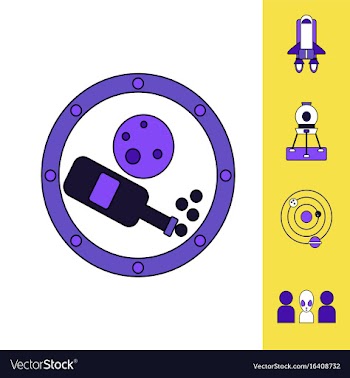 Collection of icons and cosmos concept vector image