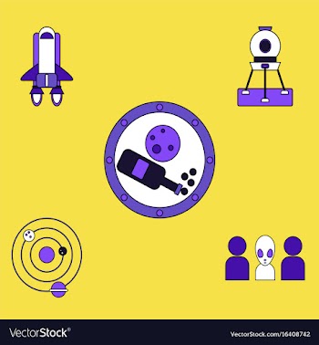 Collection of icons and cosmos concept vector image