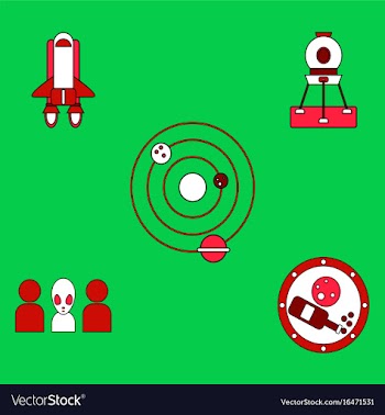 Collection of icons and cosmos concept vector image