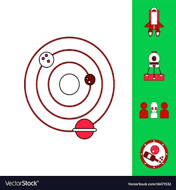 Collection of icons and cosmos concept vector image