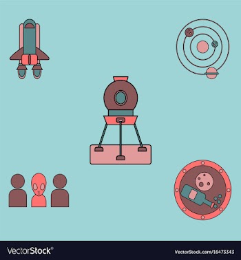 Collection of icons and cosmos concept vector image