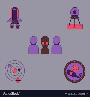 Collection of icons and cosmos concept vector image