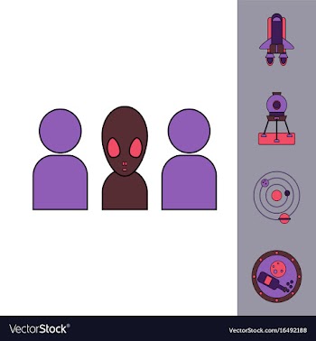 Collection of icons and cosmos concept vector image