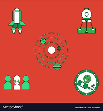 Collection of icons and cosmos concept vector image