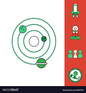 Collection of icons and cosmos concept vector image