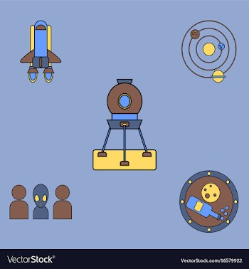 Collection of icons and cosmos concept vector image