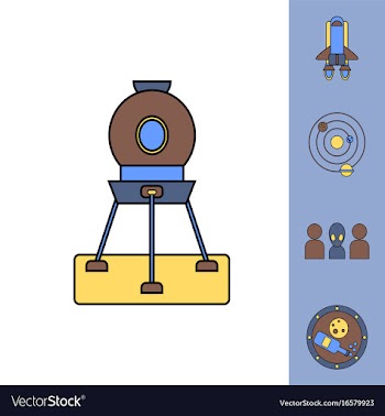 Collection of icons and cosmos concept vector image