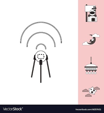 Collection of icons and cosmos satellites vector image