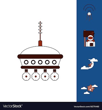 Collection of icons and cosmos satellites vector image