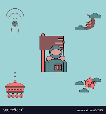 Collection of icons and cosmos satellites vector image