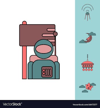 Collection of icons and cosmos satellites vector image