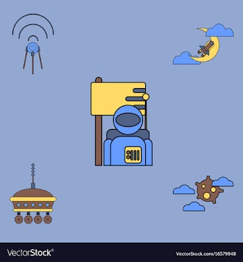 Collection of icons and cosmos satellites vector image