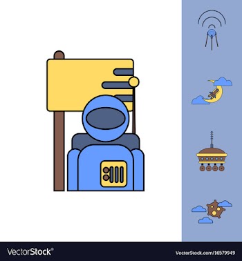Collection of icons and cosmos satellites vector image