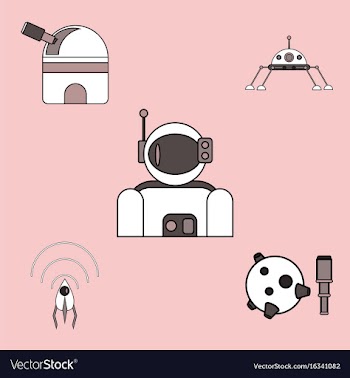 Collection of icons and cosmos technology concept vector image