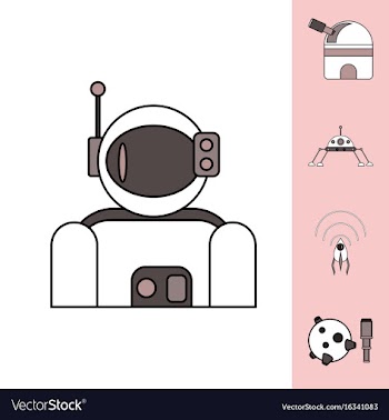 Collection of icons and cosmos technology concept vector image