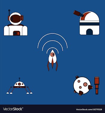 Collection of icons and cosmos technology concept vector image