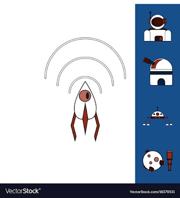 Collection of icons and cosmos technology concept vector image