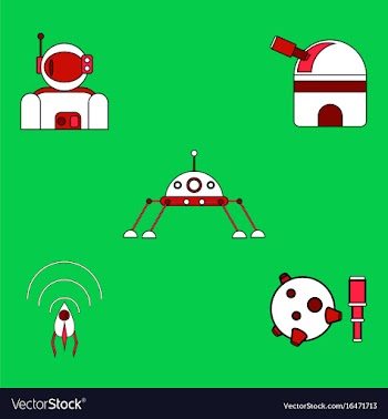 Collection of icons and cosmos technology concept vector image
