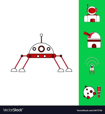 Collection of icons and cosmos technology concept vector image