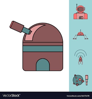 Collection of icons and cosmos technology concept vector image