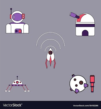 Collection of icons and cosmos technology concept vector image