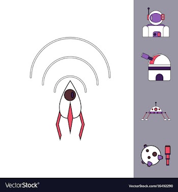 Collection of icons and cosmos technology concept vector image