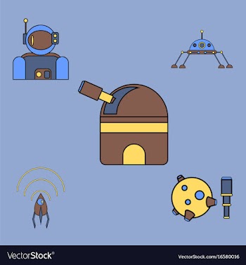 Collection of icons and cosmos technology concept vector image