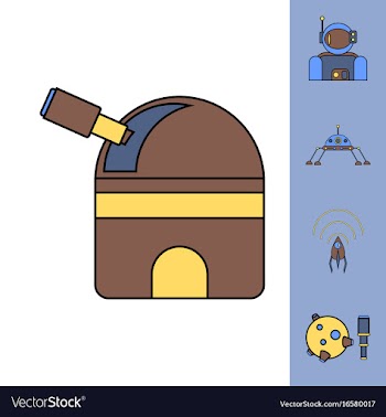 Collection of icons and cosmos technology concept vector image