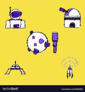 Collection of icons and cosmos technology in vector image