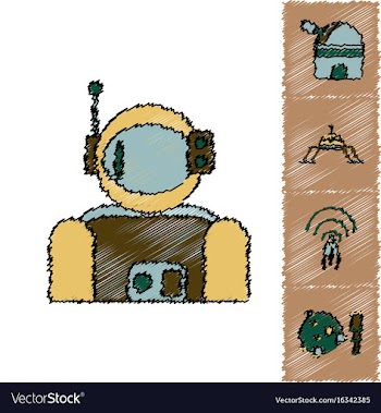 Collection of icons and cosmos technology in vector image