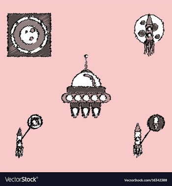 Collection of icons and cosmos technology in vector image