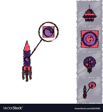 Collection of icons and cosmos technology in vector image