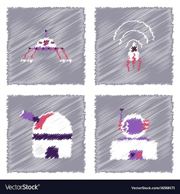 Collection of icons and cosmos technology in vector image