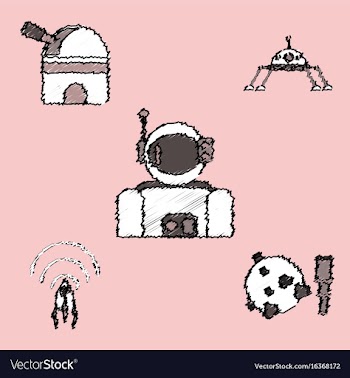 Collection of icons and cosmos technology in vector image