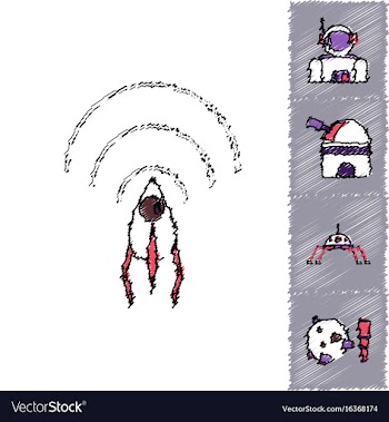 Collection of icons and cosmos technology in vector image