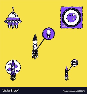 Collection of icons and cosmos technology in vector image