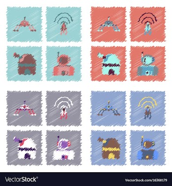 Collection of icons and cosmos technology in vector image