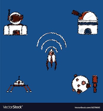 Collection of icons and cosmos technology in vector image